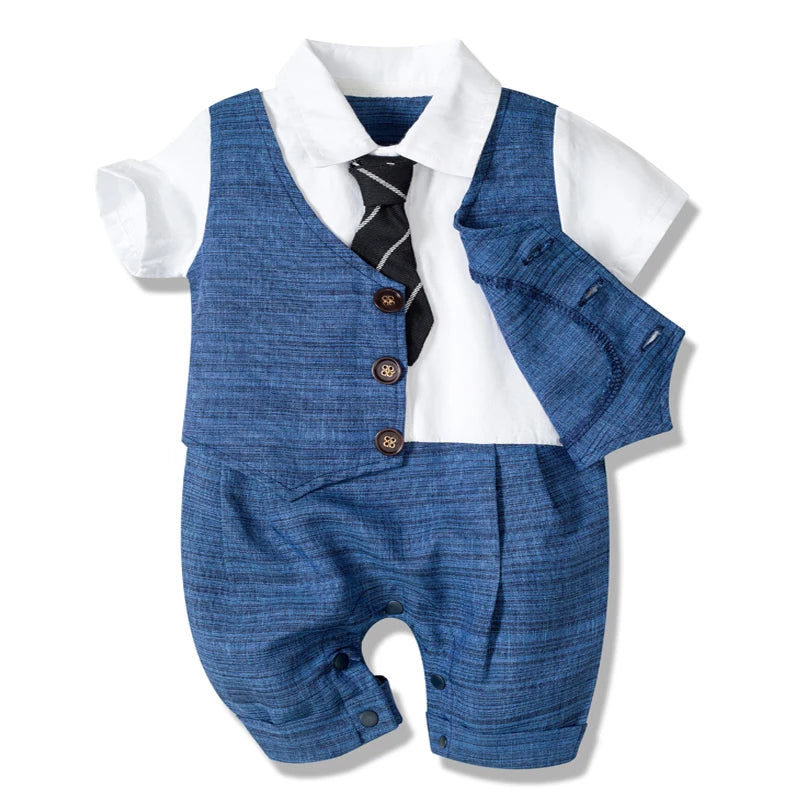 Baby Boy Gentleman Cotton Formal Romper