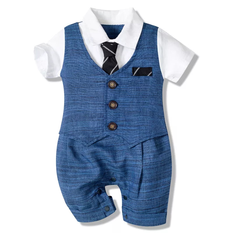 Baby Boy Gentleman Cotton Formal Romper