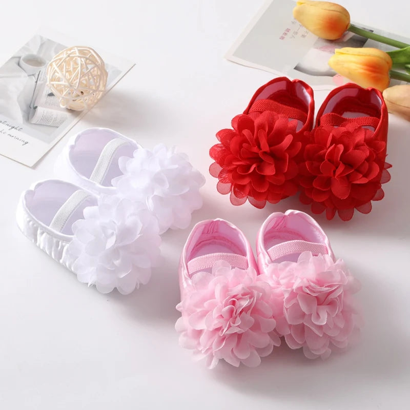 Cute Satin Cloth Flower Princess Shoes