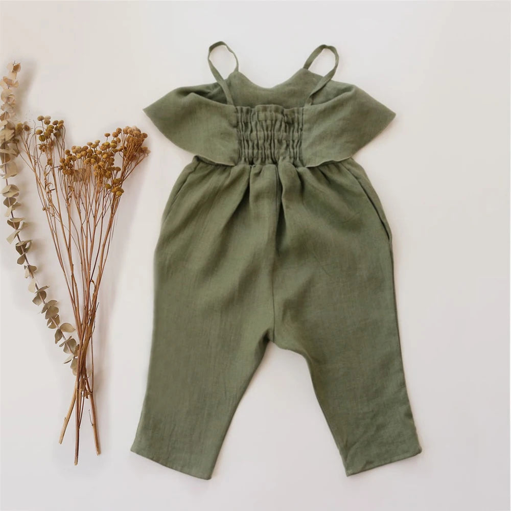 Baby Girl Toddler Linen Cotton Jumpsuits