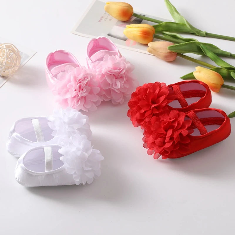 Cute Satin Cloth Flower Princess Shoes