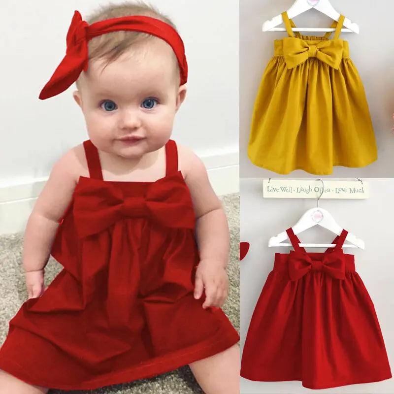 Baby Girls Bowknot Short Mini Dress