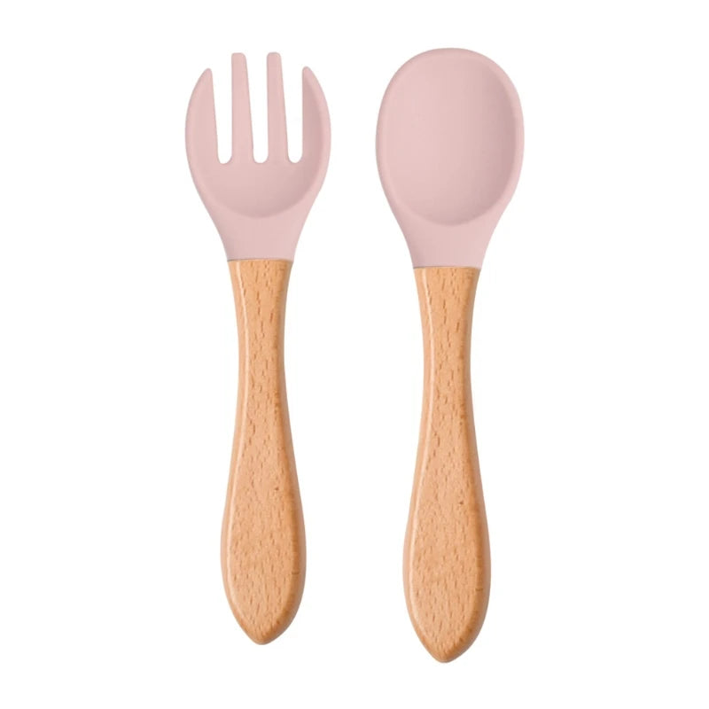 Baby Wooden Feeding Spoon Fork Set