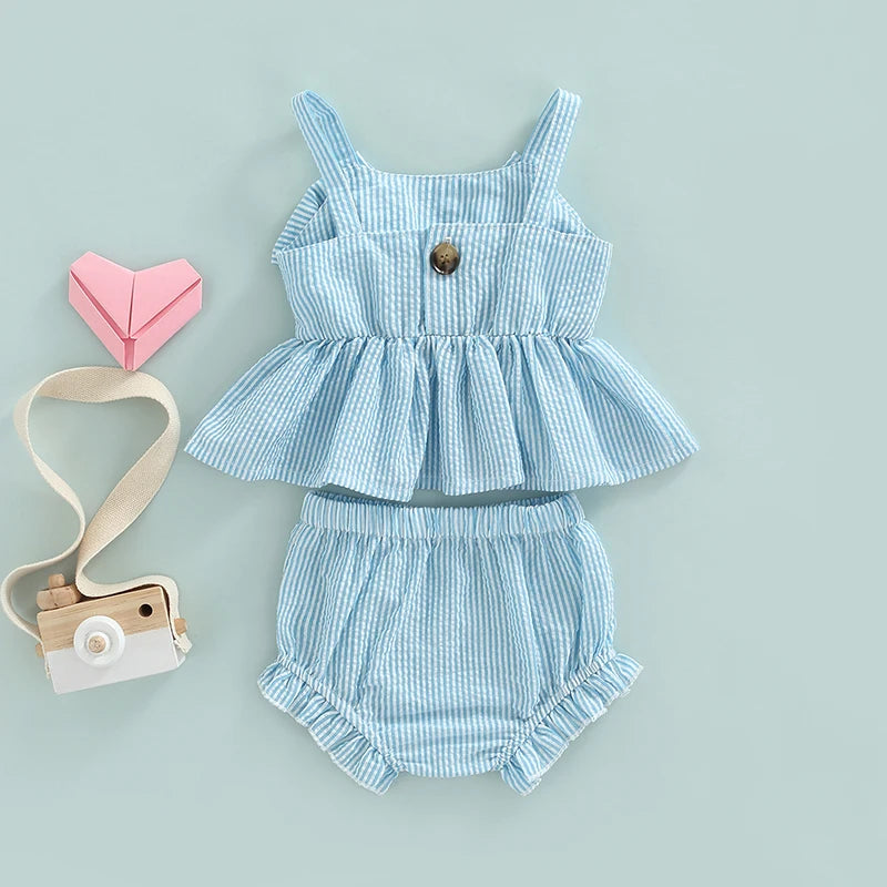 Baby Girl Stripe Summer Outfit Set