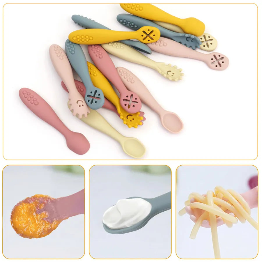 Baby Silicone Spoon Fork Utensils Set