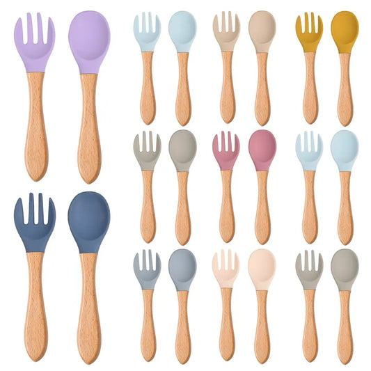 Baby Wooden Feeding Spoon Fork Set