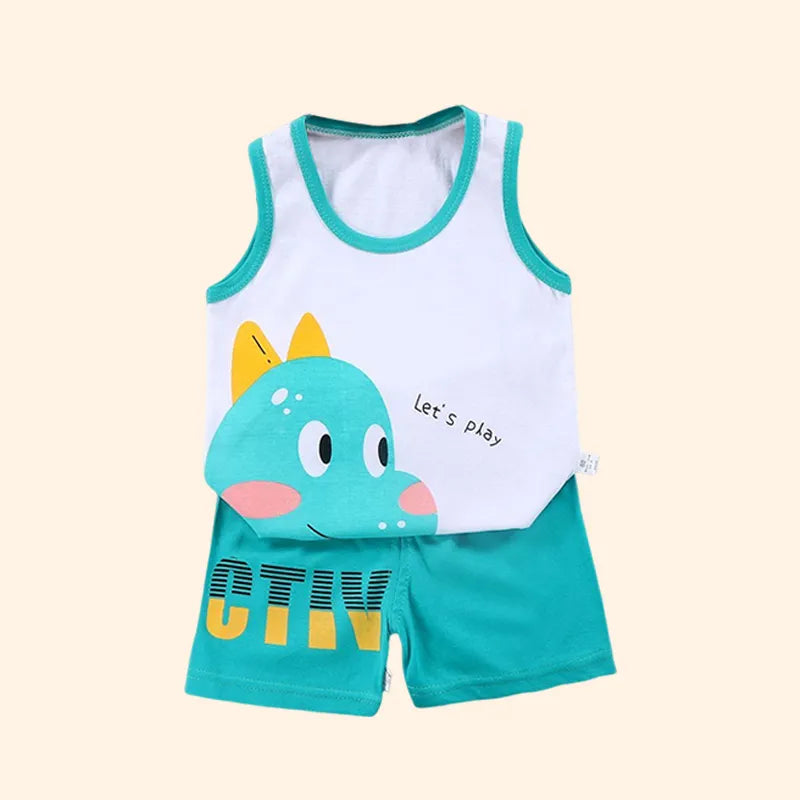 Kid Boy Summer Cotton T-Shirt Short Suit