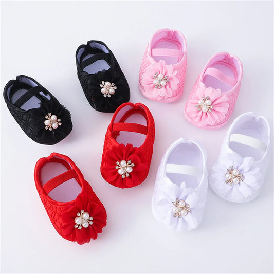 Baby Girls Pearl Flower Flat Shoes