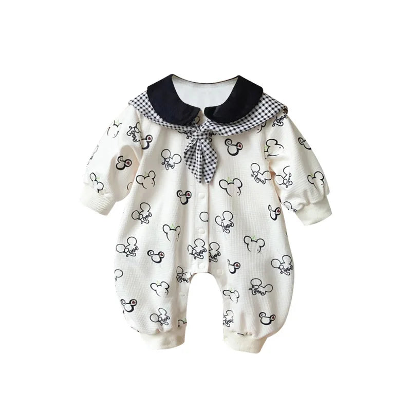 Baby Girl Mickey Print Sailor Collar Romper