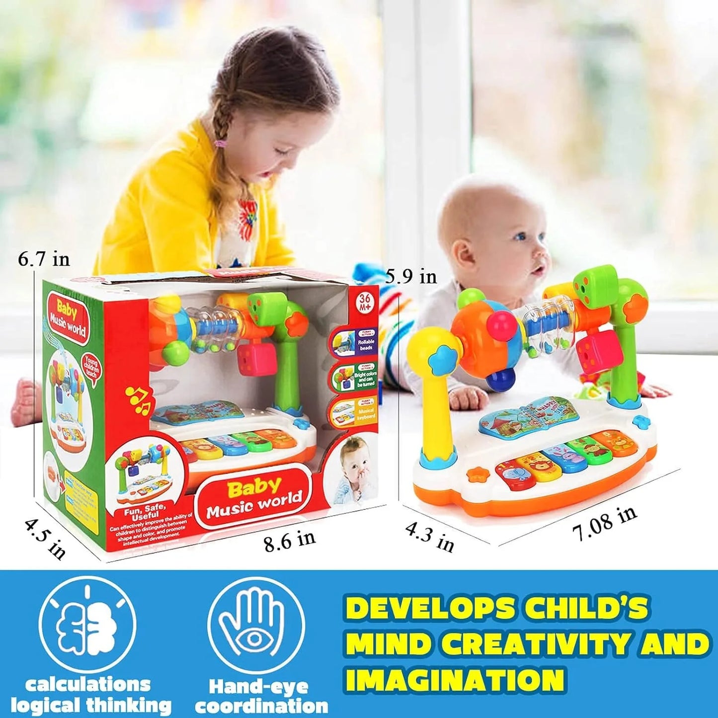 Baby Rotating Music Piano Keyboard with Light And Sound