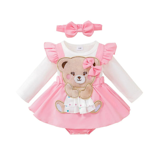 Baby Girl Embroidered Bear Dress