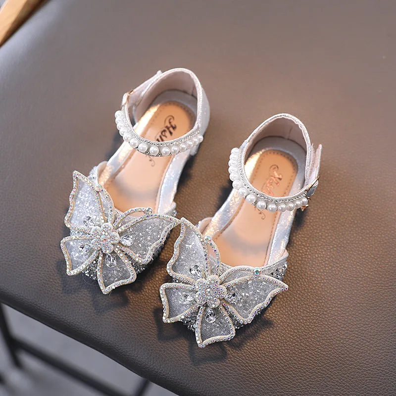 Sequins Rhinestone Bow Girls Shoes