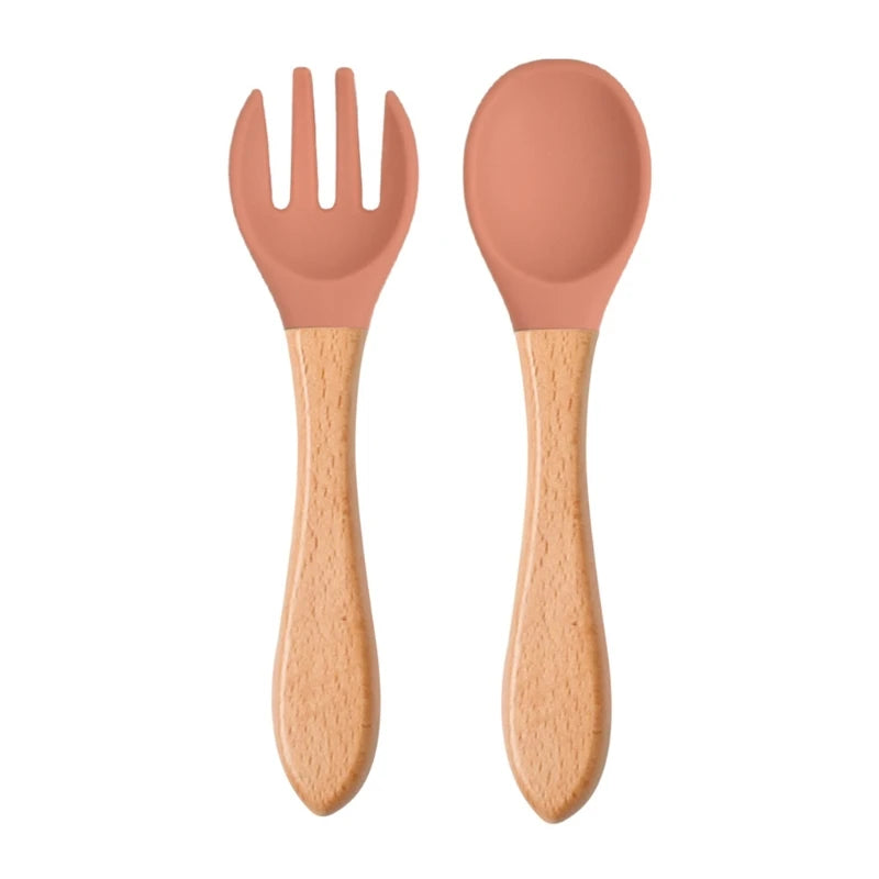 Baby Wooden Feeding Spoon Fork Set