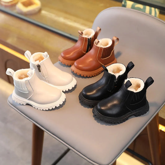 Baby Girl Winter British Style Velvet Boots