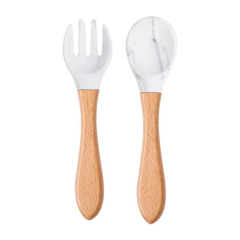 Baby Wooden Feeding Spoon Fork Set